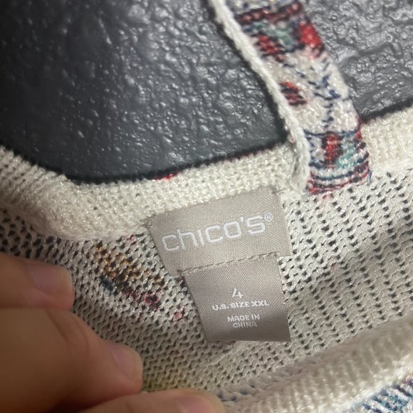 Chico's Women's Multicolor Paisley Cross-Back Detail Sweater Size 4 - Picture 8 of 9